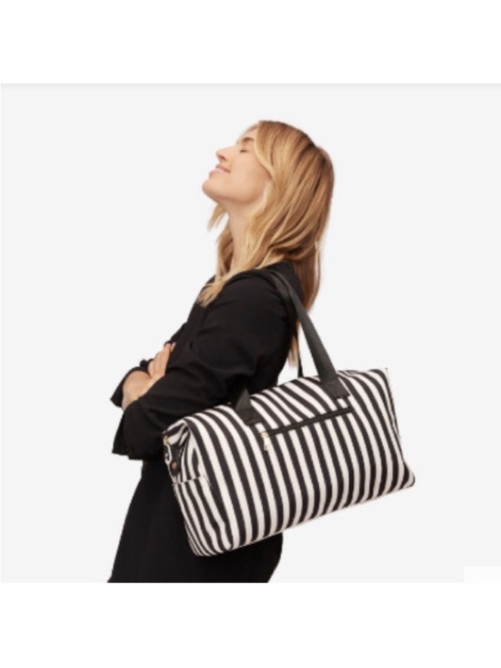 Alice + Olivia Striped Black and White Weekend Duffel Bag Nwot
